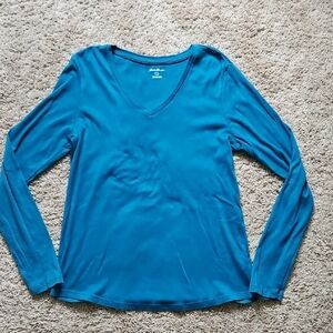 Eddie Baur Blue Long Sleeve Top, Size L
